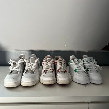 Lot de 3 paires de Jordan 4 métalliques (argent,rouge,vert)