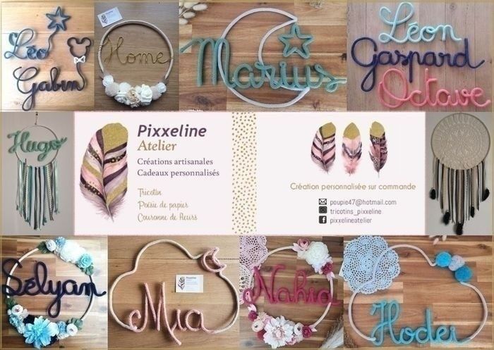 Prénom Lune tricotin déco murale chambre personnalisée - photo numéro 2