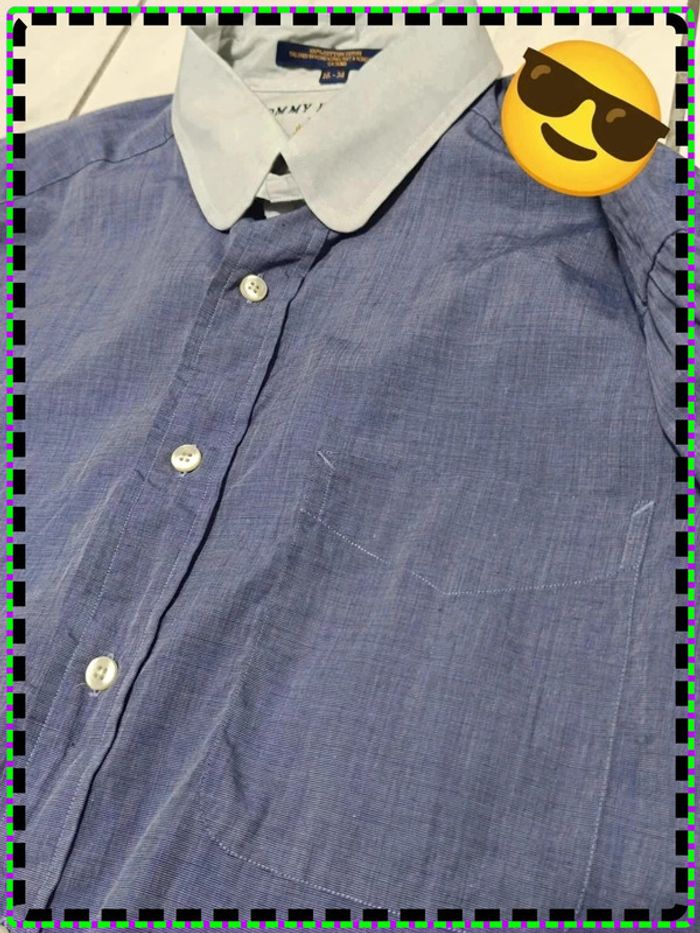 🌀 Chemise Tommy Hilfiger Bleue Col Contraste – Taille 16 / 34 (100% Coton) - photo numéro 2