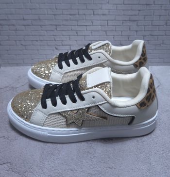 Baskets Femme Or & Léopard - Style Étoile Pailletée - Neuves Taille 39