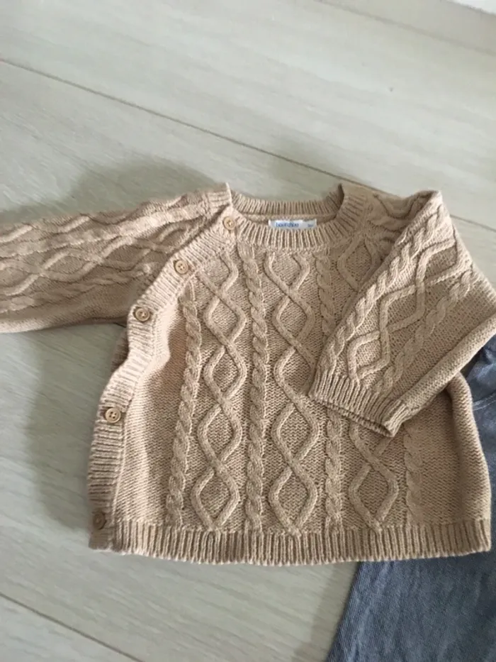 Ensemble pantalon à bretelles + pull 9 mois pat et ripaton - photo numéro 3