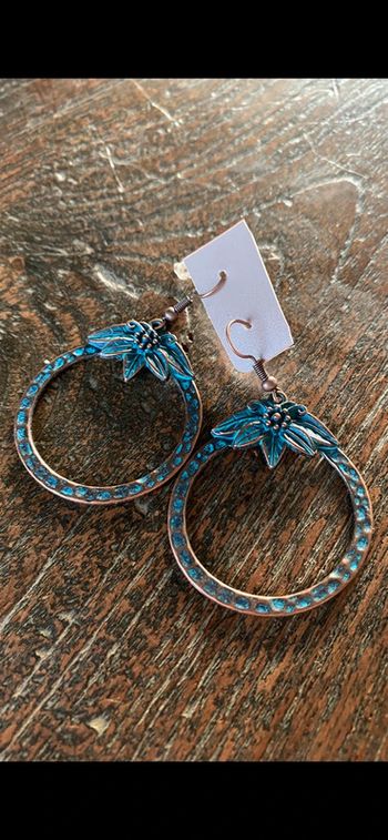 Magnifique boucles d’oreilles avec turquoise et bronze