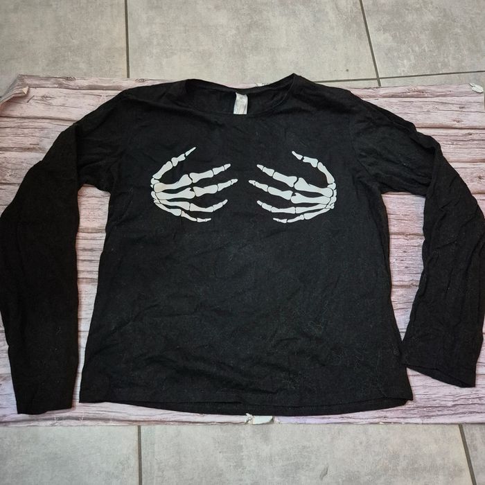 T shirt noir manches longues squelettes rock Taille XL - photo numéro 2