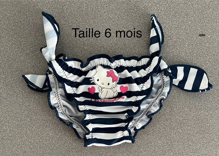 Maillot de bain rayé bleu blanc Hello kitty taille 6 mois