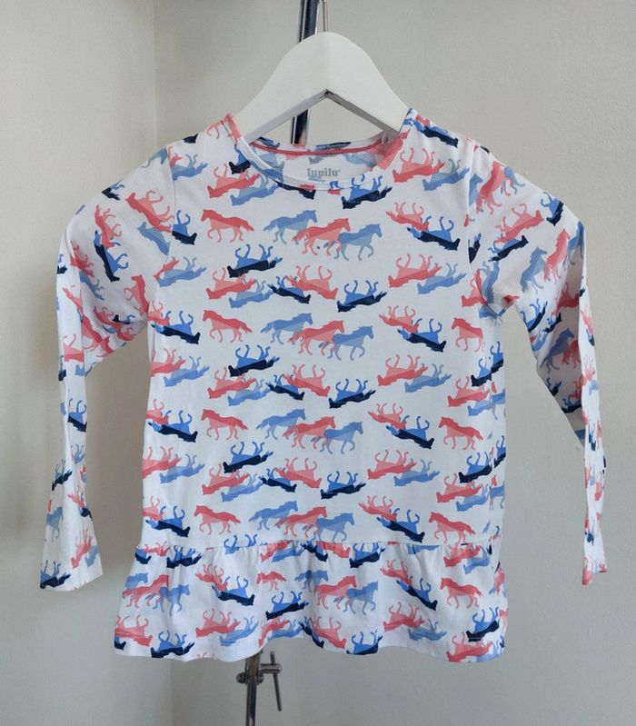 Tunique manches longues motifs chevaux fille 6 ans