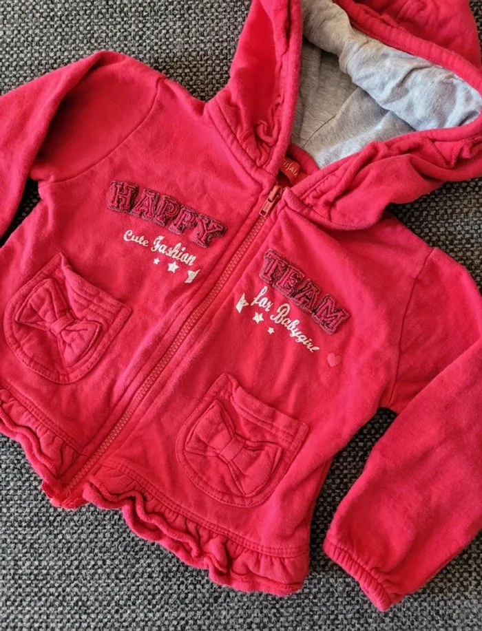 Veste à capuche zippée fille 12 mois - photo numéro 2