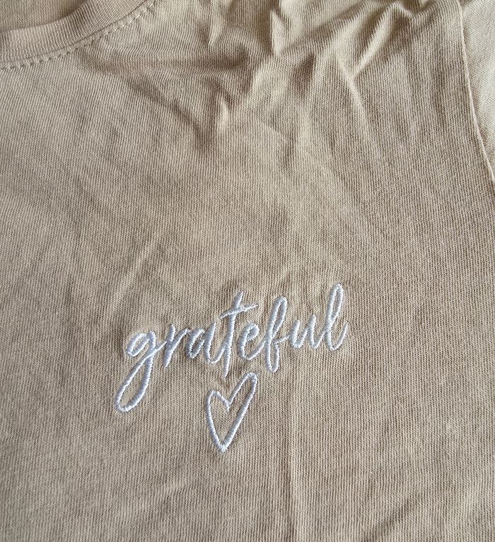 Amisu T-shirt Grateful Brodé Beige Sable Taille XS - photo numéro 3