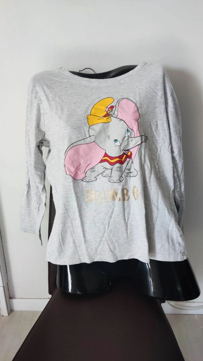 Haut de pyjama manches longues gris dumbo 38 40