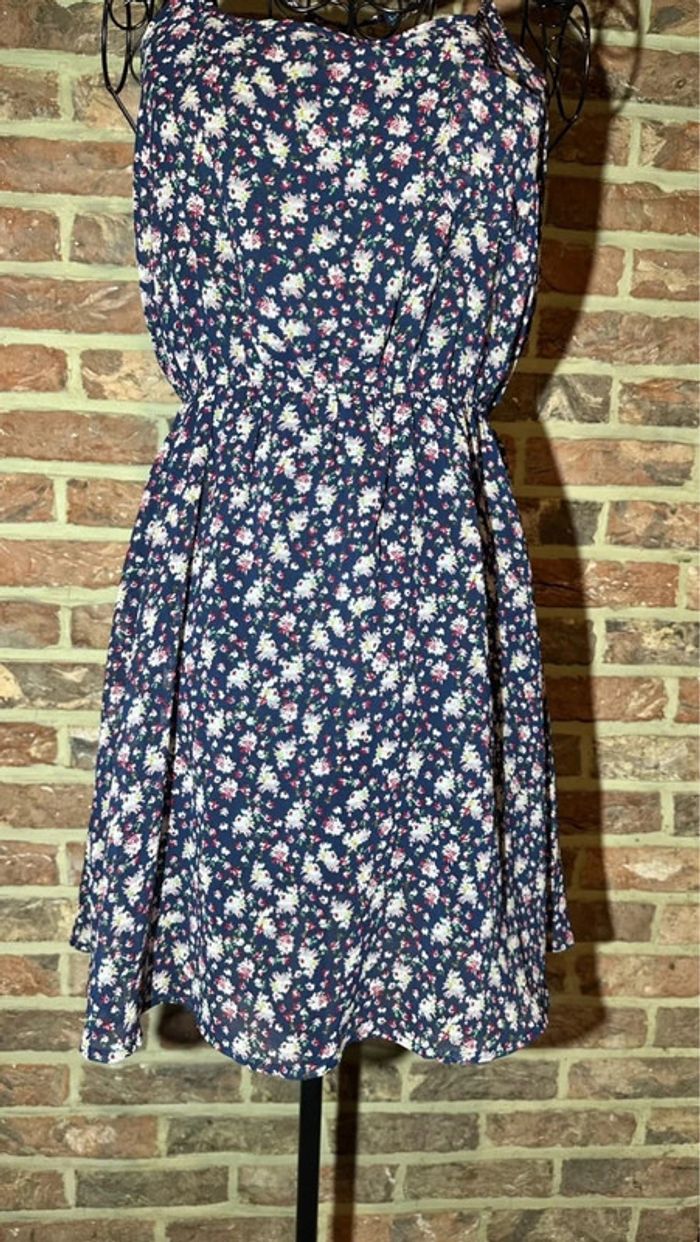 Robe bleue foncé à fleurs America Today Taille S/36 - photo numéro 3