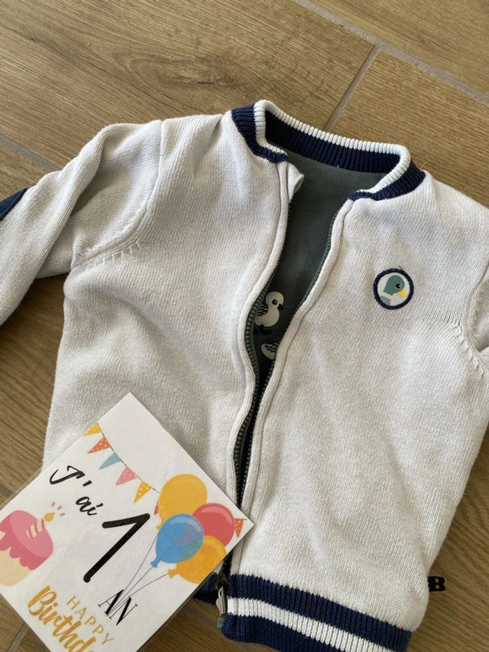 Veste pull zip réversible Obaibi 12 mois - photo numéro 2