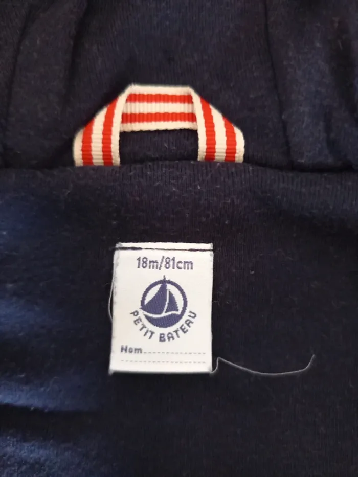 Veste molleton marinière Petit Bateau, 18 mois - photo numéro 3
