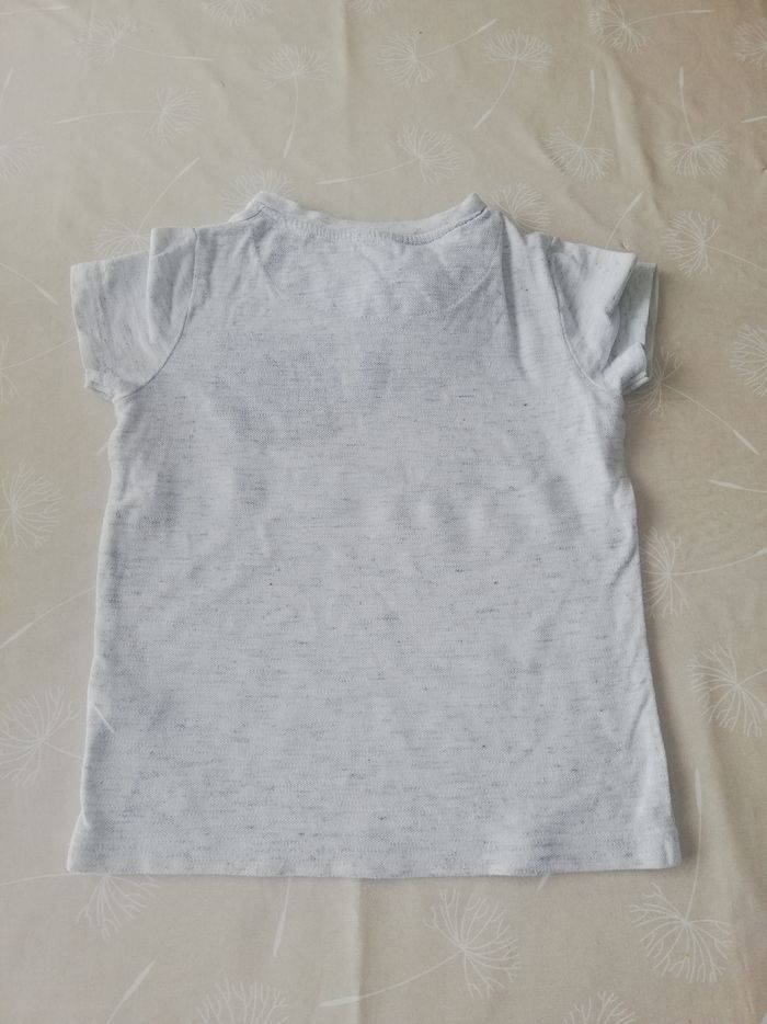 Tee shirt manches e blanc chiné sequins réversibles 104 cm tough team - photo numéro 4