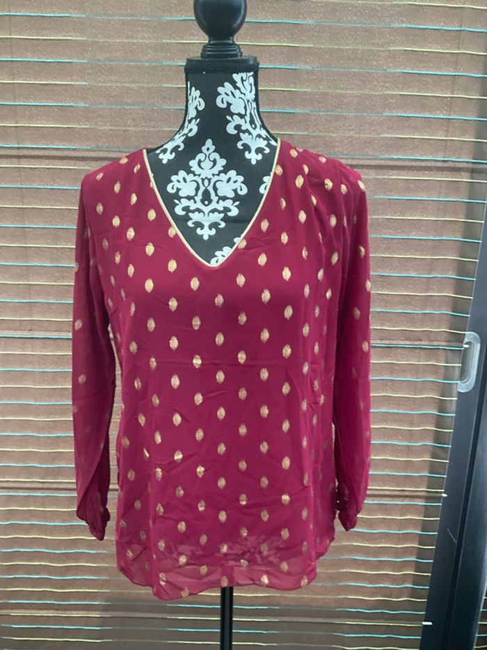 Blouse bordeaux imprimé ovale doré TU (n°7)