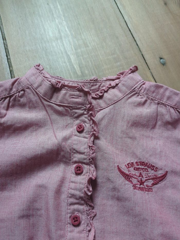 Chemise chemisier levis fille 5 ans rose col montant côtelé comme neuf - photo numéro 4