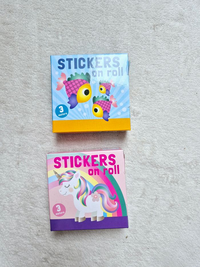 Lot de rouleaux stickers licorne et poisson