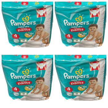 Lot de 92 Couches Pampers Baby Dry Pants 9-15kg Taille 4 Neuf
