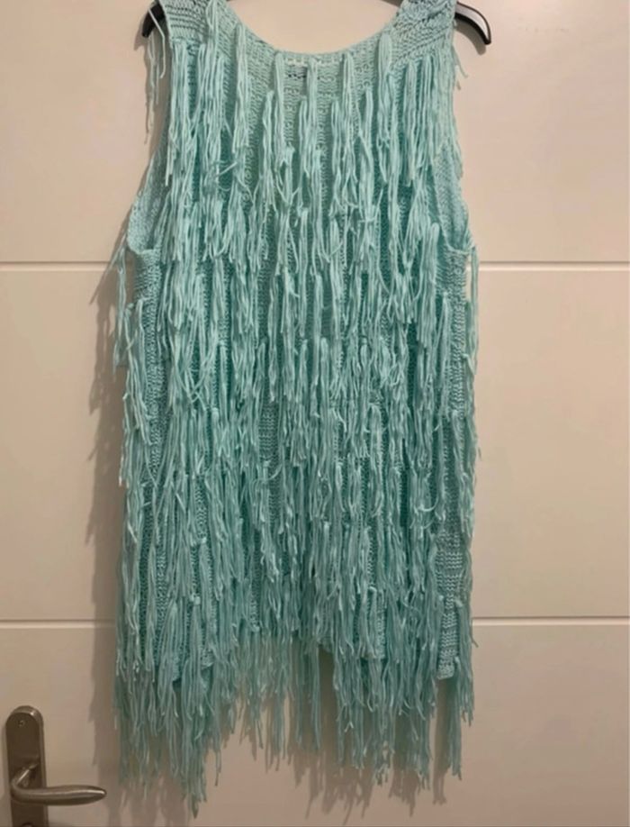 Gilet long sans manches bleu