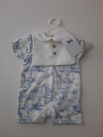 Barboteuse bébé savane bleu 100% coton