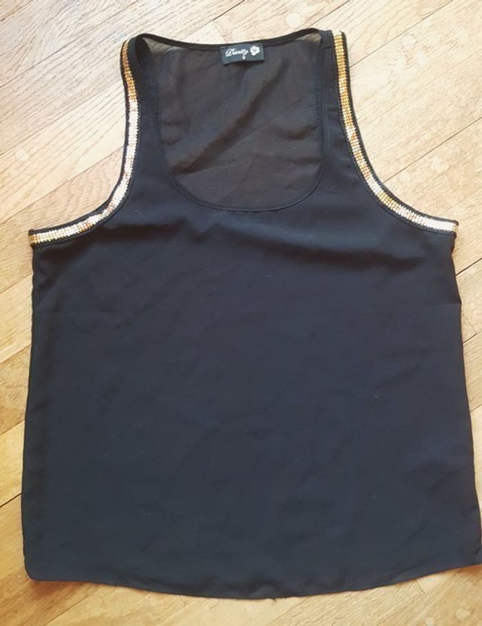 Top noir strass doré Taille S - photo numéro 4