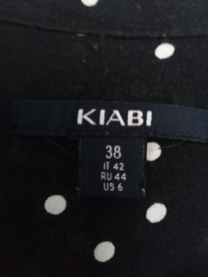 Robe chemise fluide courte femme noire à pois blancs t38- Kiabi - photo numéro 9