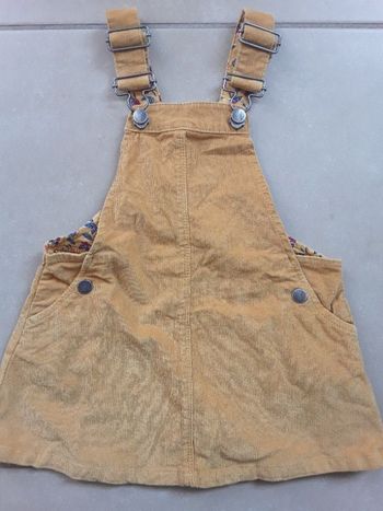 Robe salopette moutarde velours 3 ans DPAM TBE