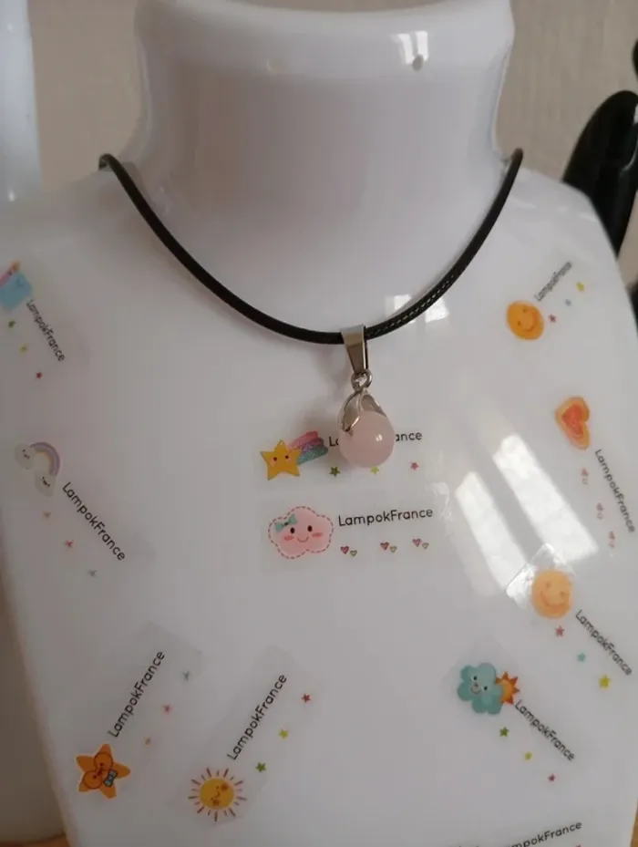 Solde 💝 Collier simple femme avec une perle quartz pierre rose naturelle toute petite - photo numéro 2