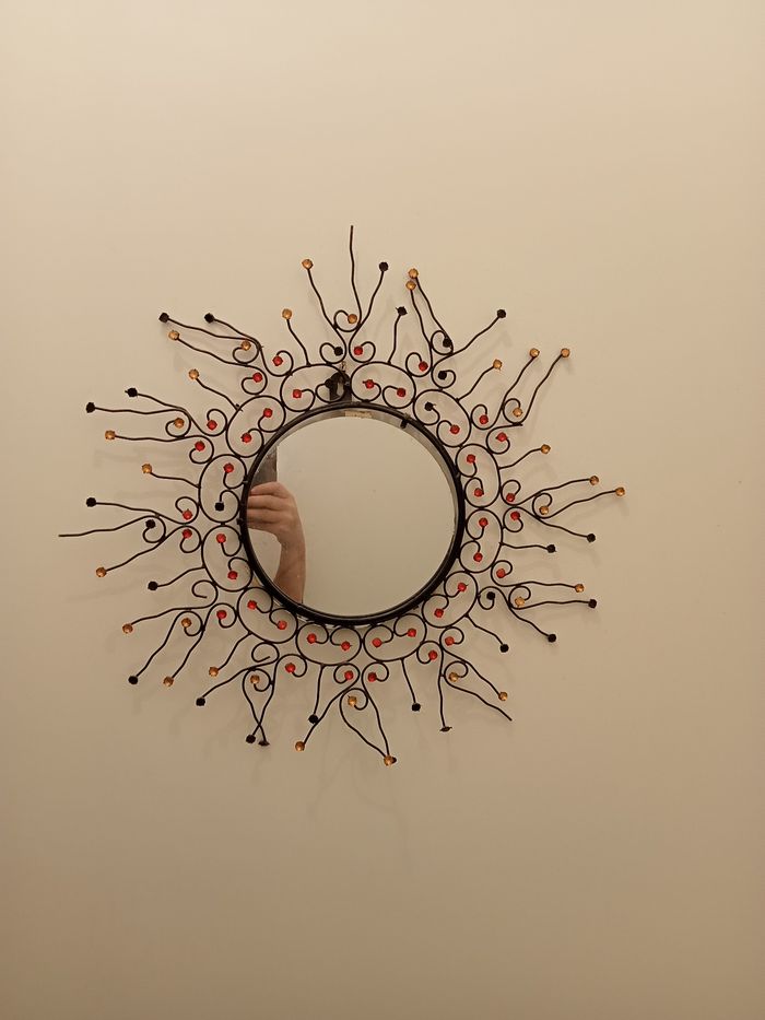 Lot cadres toile colorés + miroir soleil - photo numéro 5