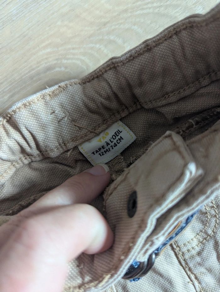 Pantalon ceinture Tape à l'oeil Beige 12 mois - photo numéro 2