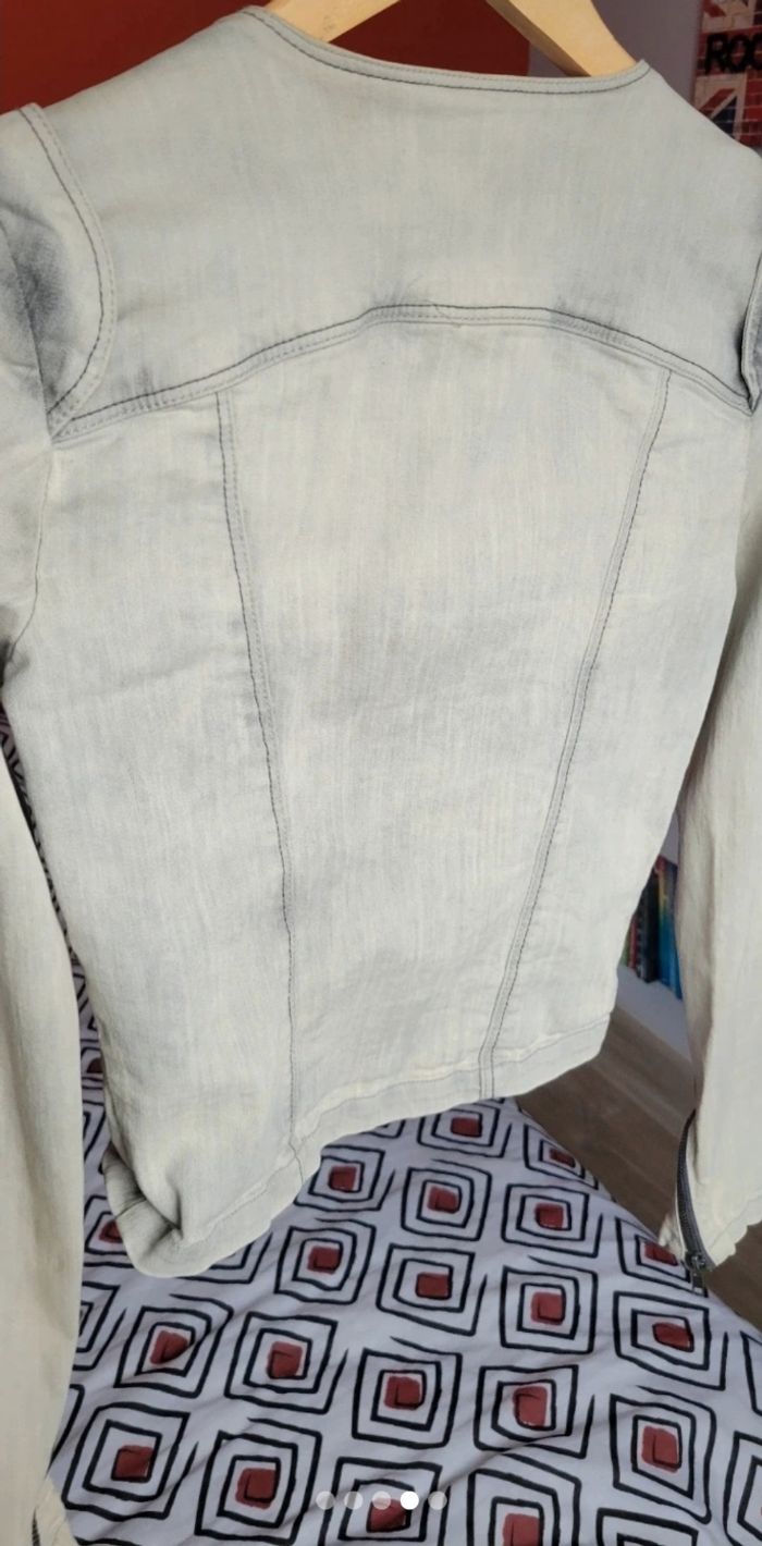 Veste en jeans cloutée Bershka T36 - photo numéro 4