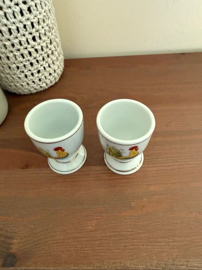 Duo de coquetiers motif  coq - Vintage - photo numéro 4