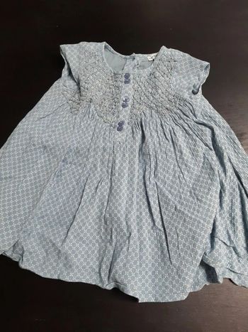 Robe vintage a volants bleu 12 mois