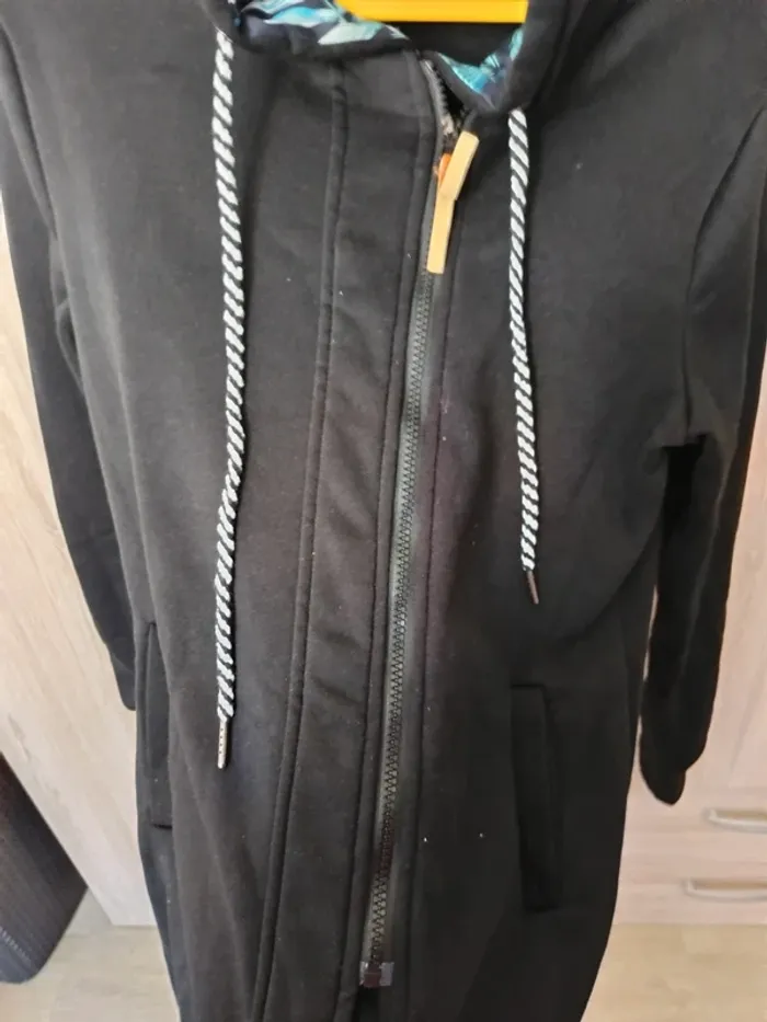 Veste sweat long à capuche asymétrique M - photo numéro 5