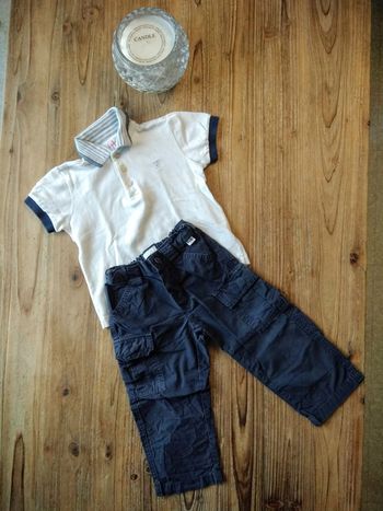 Ensemble pantalon en toile + polo manches courtes