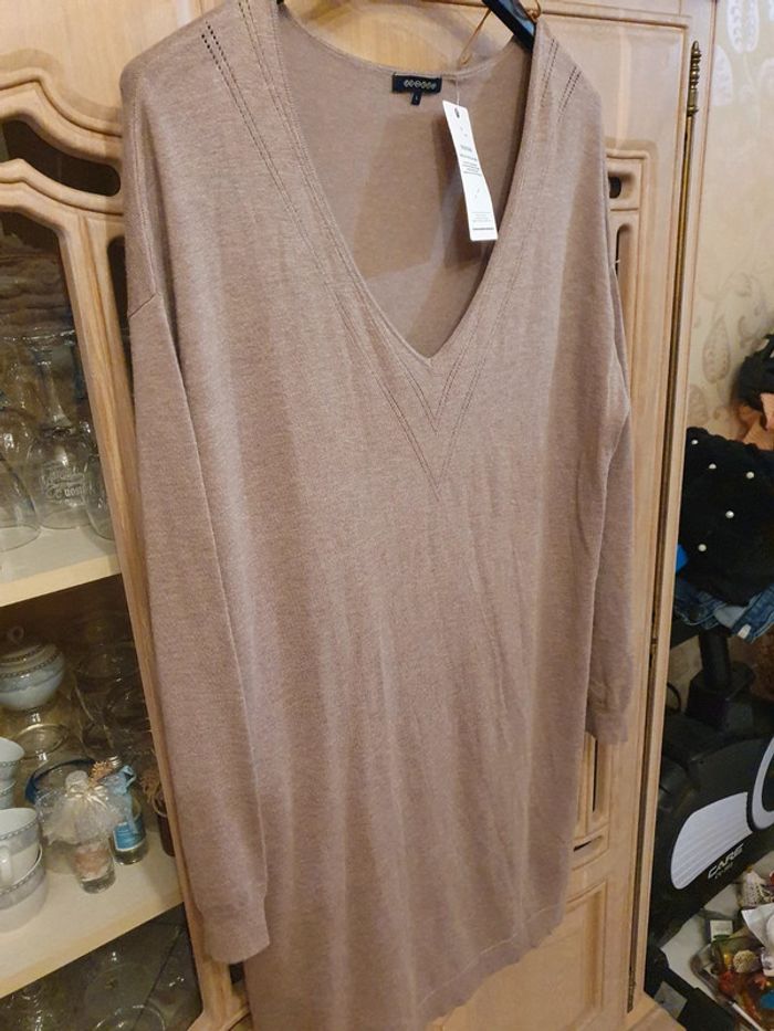 Magnifique robe en laine col en V Bonobo couleur Camel taille L - photo numéro 3