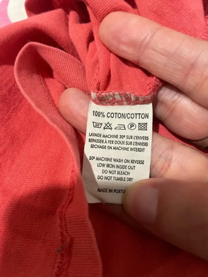 T-shirt Le Temps des Cerises rose corail taille S avec strass, col V - photo numéro 7
