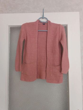 Gilet grosses mailles rose 8 ans