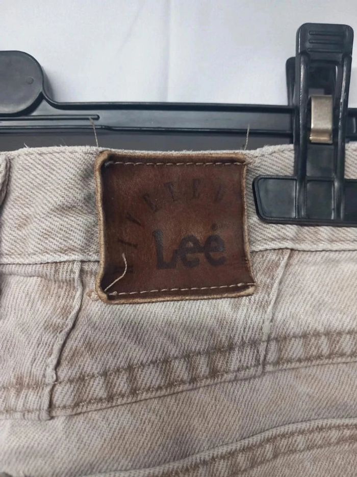 Jeans taille haute Lee vintage Beige en coton - photo numéro 3