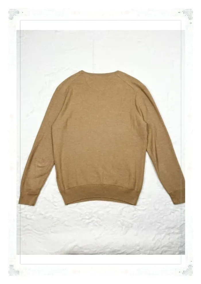 Ralph Lauren pull col rond marron clair homme taille S coton pima - photo numéro 3