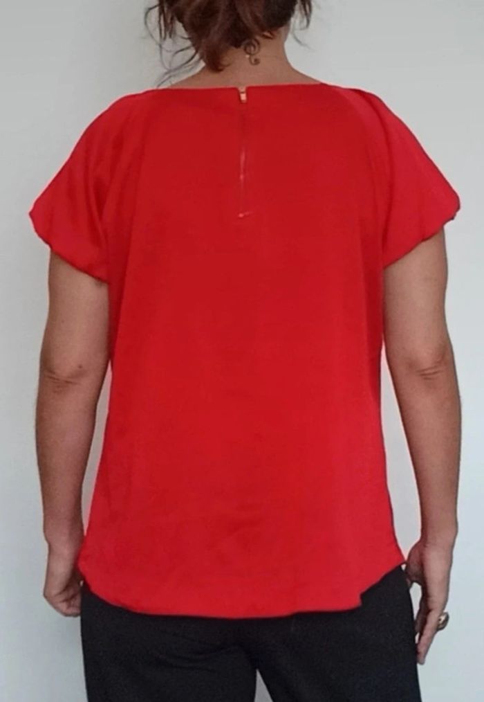 Blouse chic satin rouge taille 42 - photo numéro 5