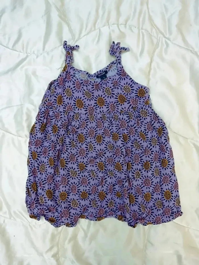 Robe courte à bretelles violette à motifs 3 ans Kaibi