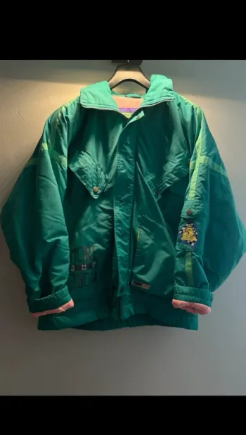 Veste vintage 90s Super Competition by Elho – Taille L – Vert/Rose