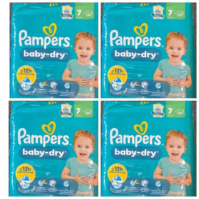 Lot de 80 Couches Pampers Baby Dry 15+ kg Taille 7 Neuf