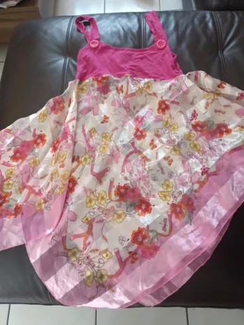 Haut foulard rose fleurs tunique