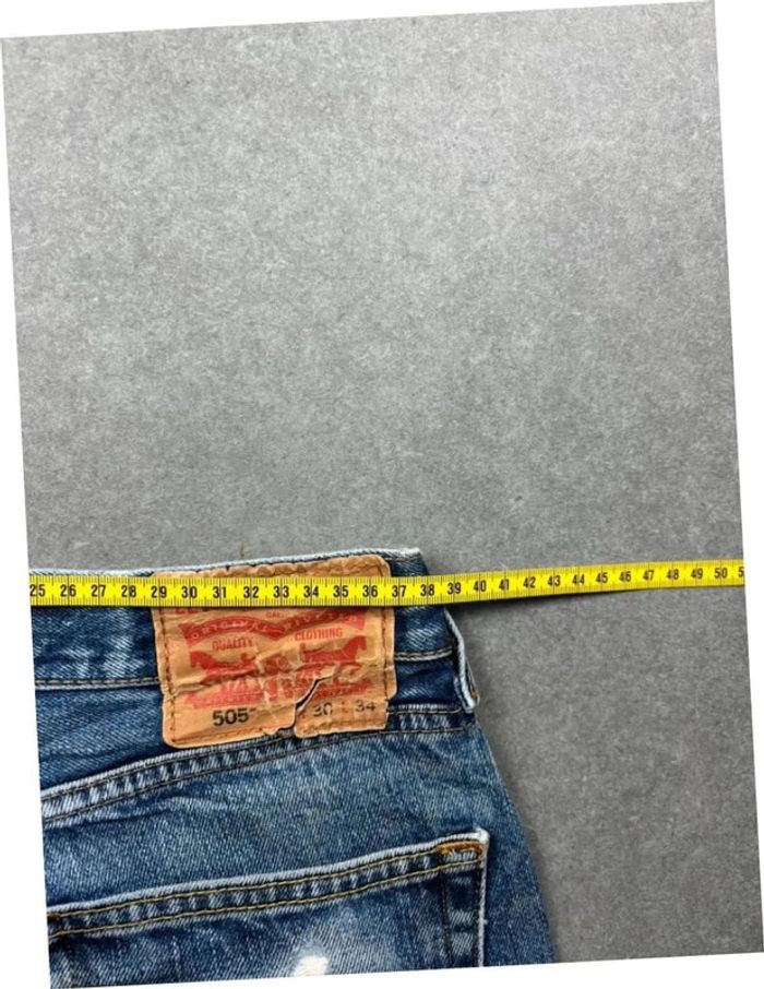 Jean pantalon coupe droite 505 levis bleu W30 L34 effet délavé - photo numéro 11