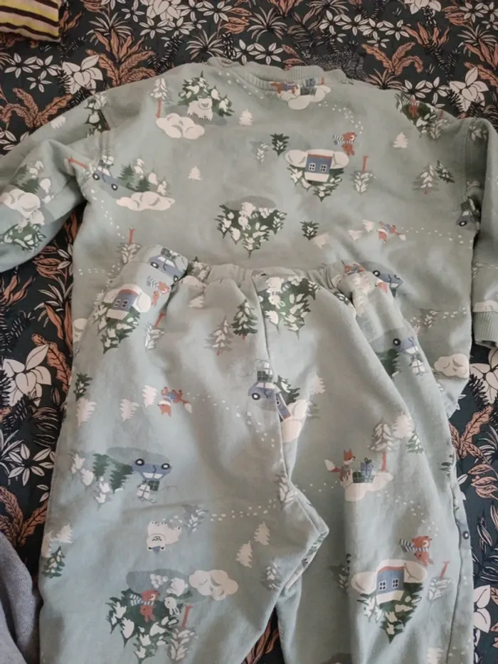 Ensemble pull et pantalon turquoise hiver H&M 86cm - photo numéro 6