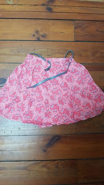 Jupe fleurie doublée ac sa ceinture fille