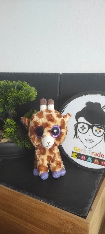 Peluche Beanie Boo's 15 cm Safari girafe violet ty jaune marron beige Paillettes