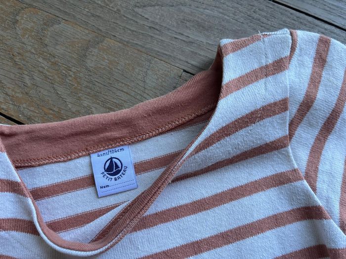 Robe rayée ocre et blanc Petit Bateau 4 ans - photo numéro 5