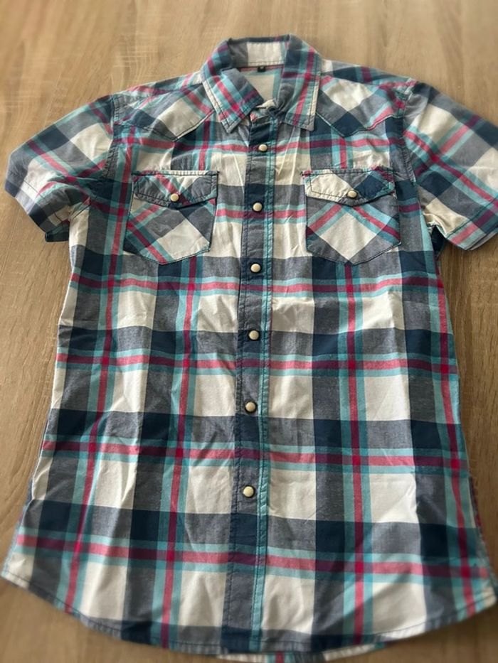 Chemise manche courte à carreaux taille M