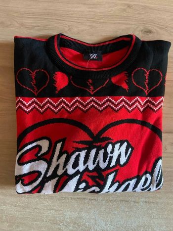 Pull moche de noël WWE Shawn Michaels rouge et noir taille Xxl